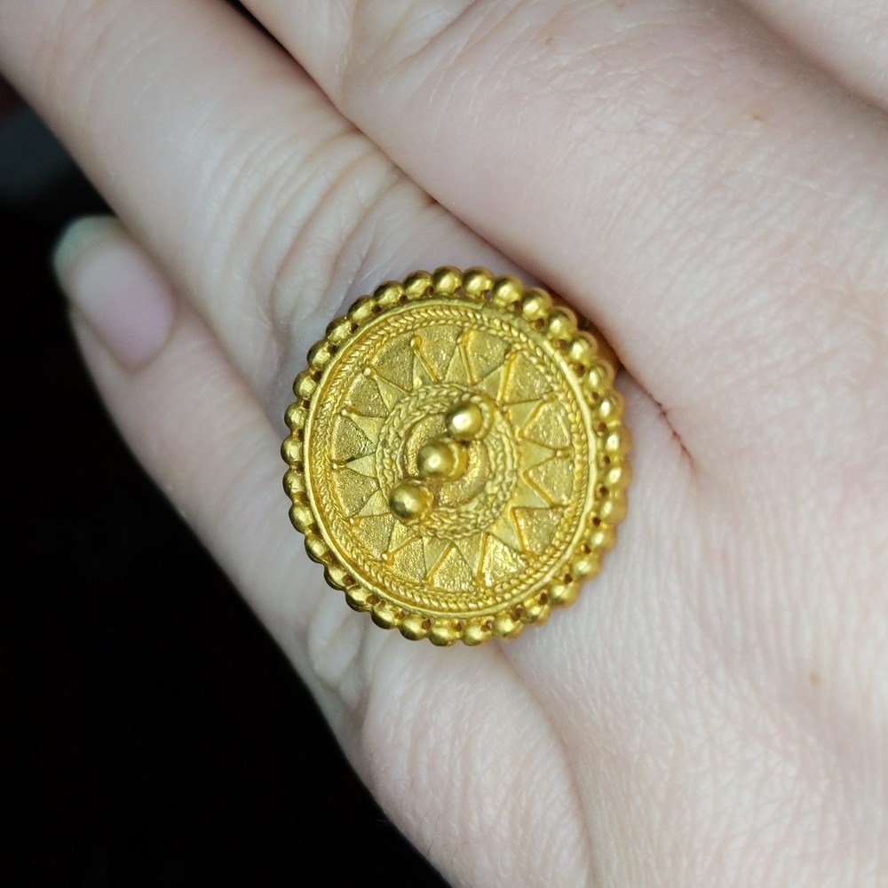 Satya gold mandala 18k gold plated ring retired